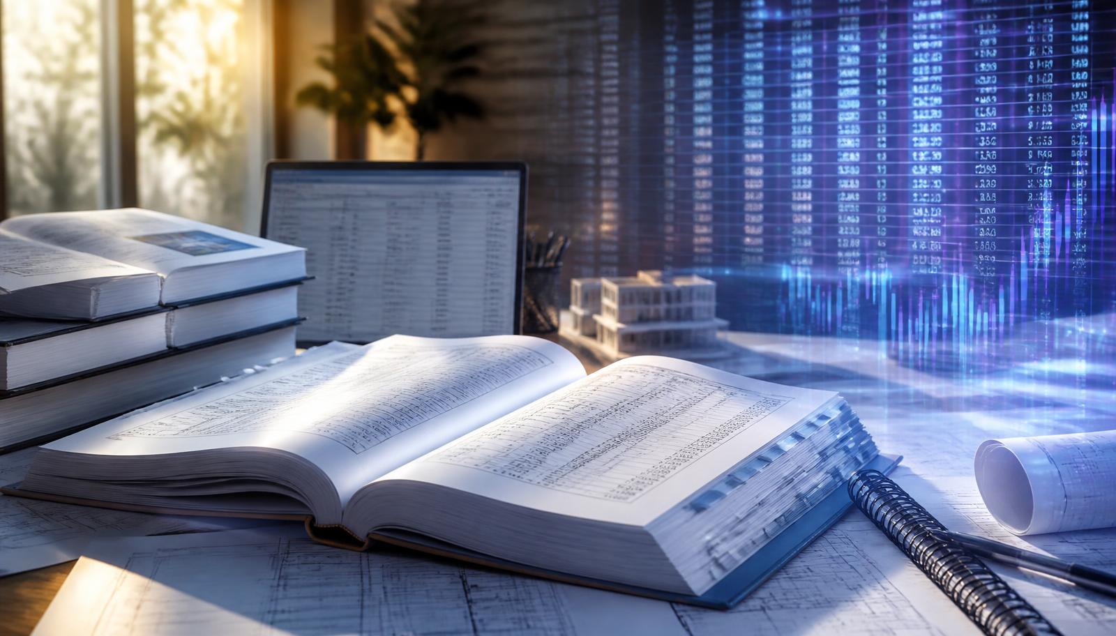 Prezzari regionali cartacei e fogli di calcolo con voci di prezzo evidenziate