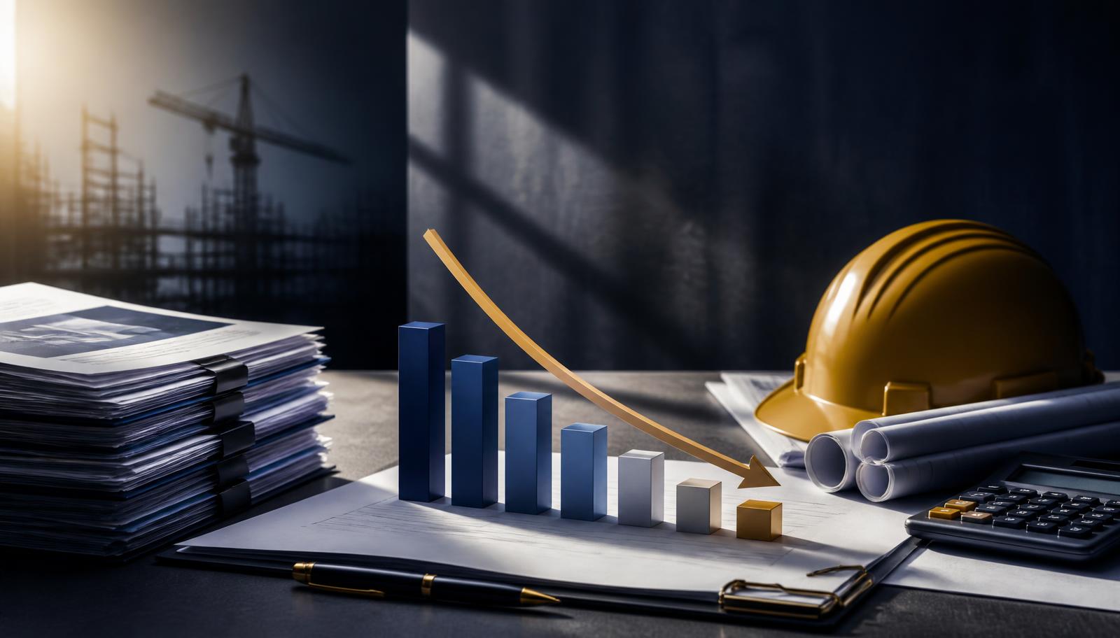 Documenti di gara, grafico discendente e casco da cantiere